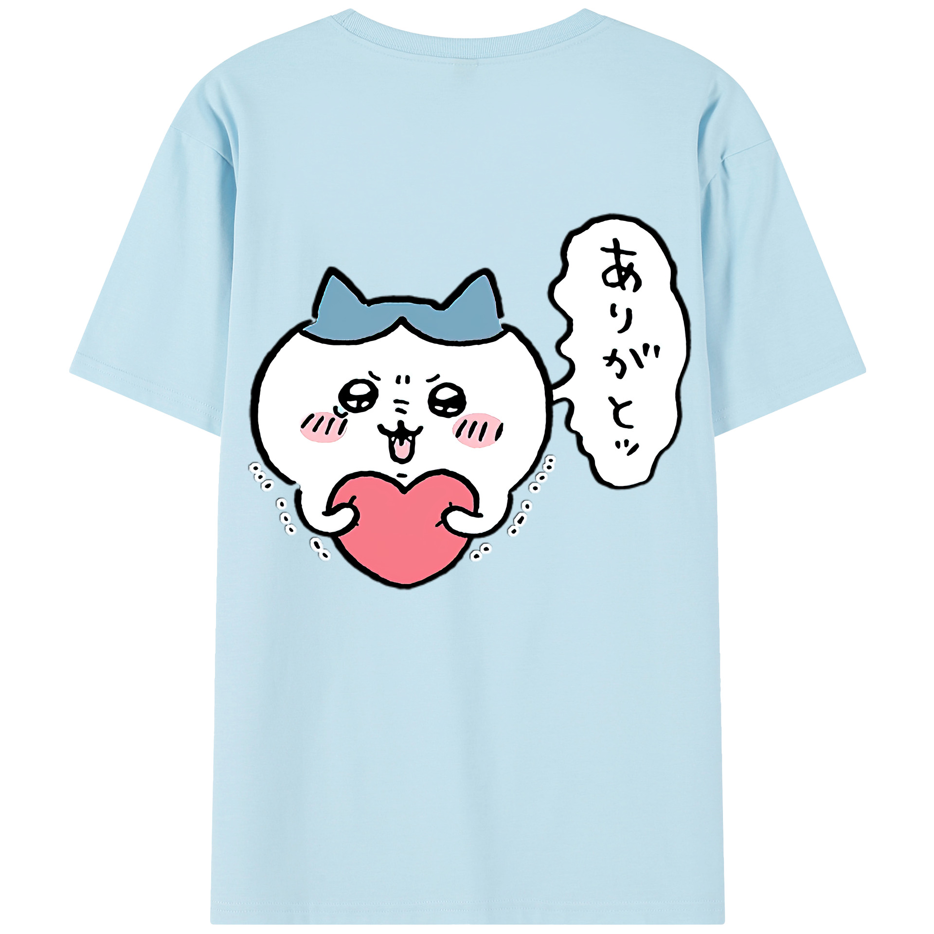 （画像用） ちいかわ ハチワレ Chii-kawa hachiware 綿100％半袖Tシャツ（背面プリント）